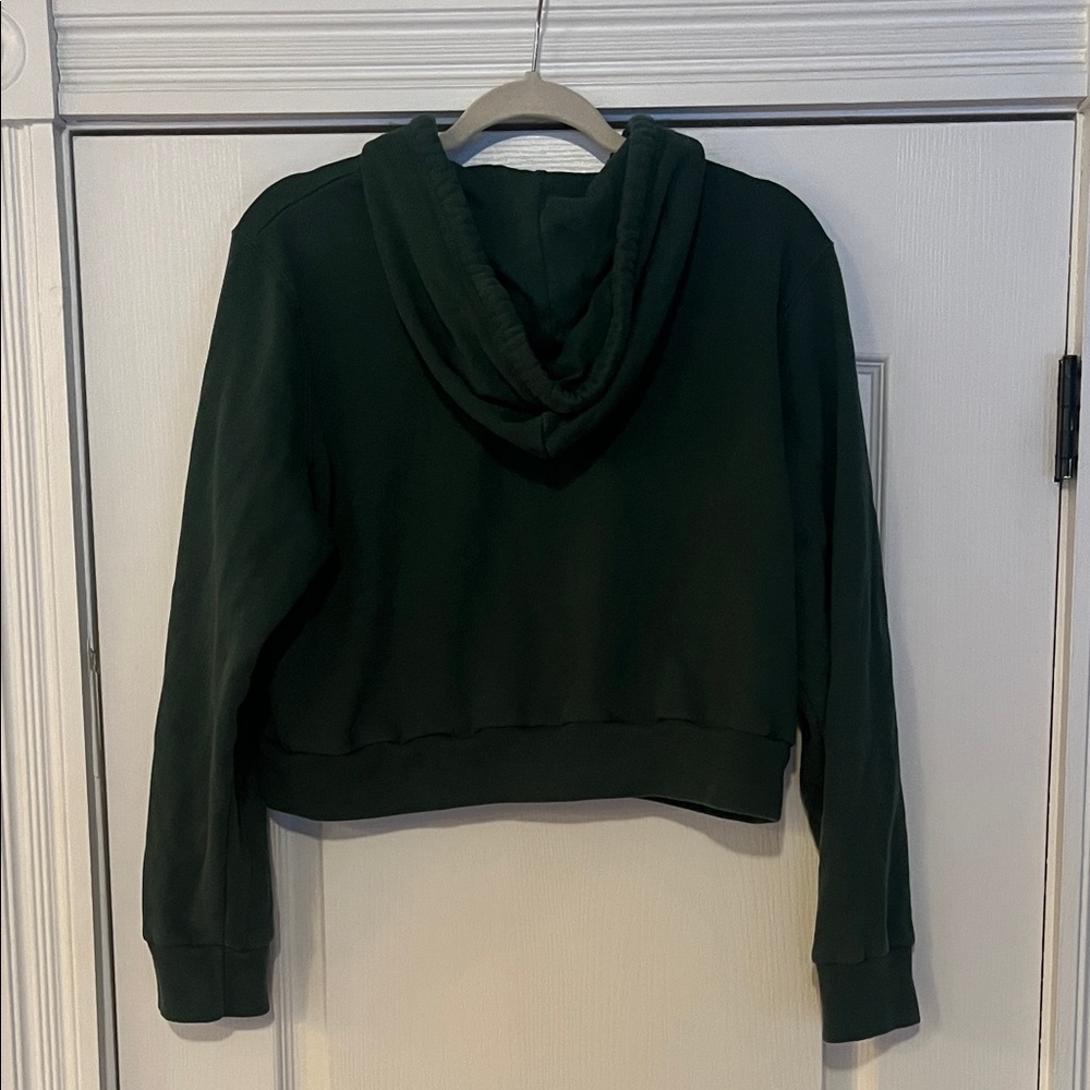 Hollister Women's Deep Green Zip-Up Cropped Hoodie - Picture 3 of 3